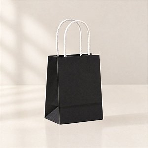 Sacola de Papel Mini - Preto - PP 16x12x7cm - 10 unidades - Cromus - Rizzo