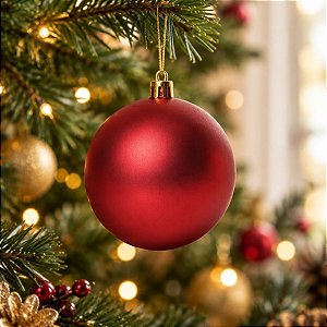 Bolas de Natal em Tubo - Vermelho - Fosco - 8cm - 6 unidades - Cromus - Rizzo