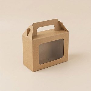 Caixa Sacolinha com Visor K4 (12x15x6cm) - Kraft  - 10 unidades - ASSK - Rizzo