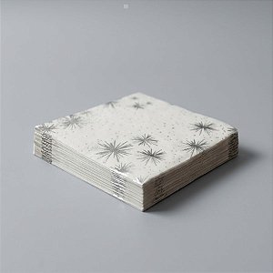 Guardanapo de Papel Natalino - Fogos Metalizado Prata - 33cm - 20 unidades - Rizzo