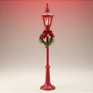 Enfeite Decorativo De Natal - Poste com Guirlanda e LED - Vermelho - 9x47x9cm - 1 unidade - Cromus - Rizzo