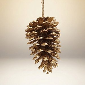 Enfeite para Pendurar de Natal - Pinha Dourada - 10x16x10cm - 1 unidade - Cromus - Rizzo
