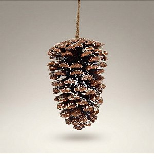 Enfeite para Pendurar de Natal - Pinha Marrom Nevada - 9x14x9cm - 1 unidade - Cromus - Rizzo