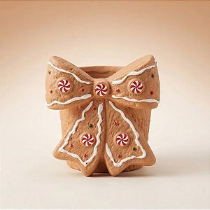 Mini Vaso Decorativo de Natal - Laço Gingerbread - 8x9,5x8,5cm - 1 unidade - Cromus - Rizzo