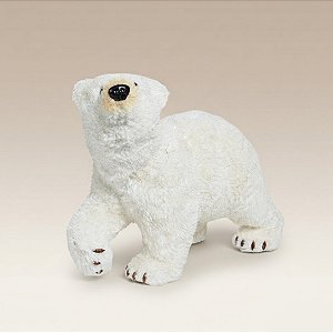 Enfeite Decorativo de Natal - Urso Polar - Branco e Dourado - 30x39x16cm - 1 unidade - Cromus - Rizzo
