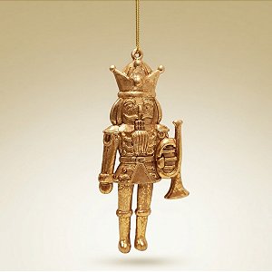 Enfeite Para Pendurar de Natal - Soldado Ouro com Trompete - 6x12,5x1,5cm - 1 unidade - Cromus - Rizzo