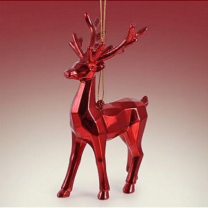 Enfeite para Pendurar de Natal - Rena Vermelha Metalizada - 8x14x6cm - 1 unidade - Cromus - Rizzo