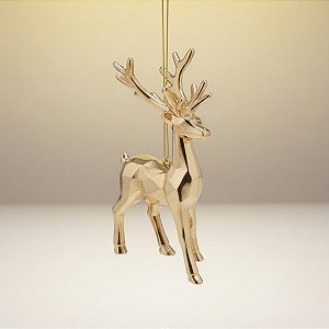 Enfeite para Pendurar de Natal - Rena Ouro Metalizada - 8x14x6cm - 1 unidade - Cromus - Rizzo