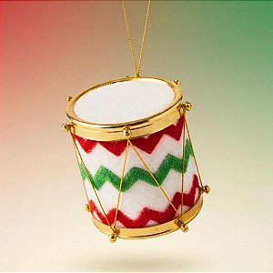 Enfeite para Pendurar de Natal - Tambor Vermelho, Branco e Verde - 7x8x7cm - 1 unidade - Cromus - Rizzo