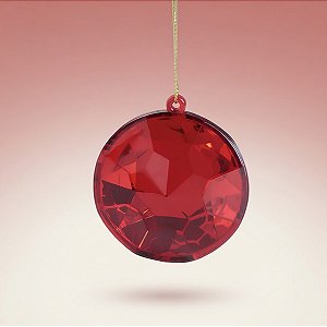 Enfeite para Pendurar de Natal - Joia Redonda Vermelha - 6x6x2,5cm - 1 unidade - Cromus - Rizzo