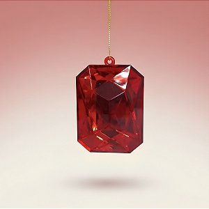 Enfeite para Pendurar de Natal - Joia Retangular Vermelha - 5x7x3cm - 1 unidade - Cromus - Rizzo