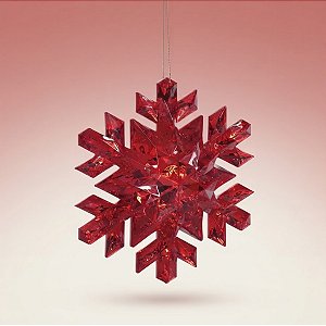 Enfeite para Pendurar de Natal - Floco de Neve - Vermelho - 13x13x4cm - 1 unidade - Cromus - Rizzo