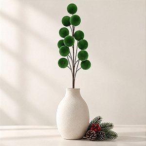 Galho Decorativo de Natal - Berry Veludo - Verde - 62cm - 1 unidade - Cromus - Rizzo