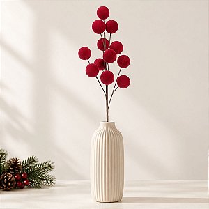 Galho Decorativo de Natal - Berry Veludo - Borgonha - 62cm - 1 unidade - Cromus - Rizzo