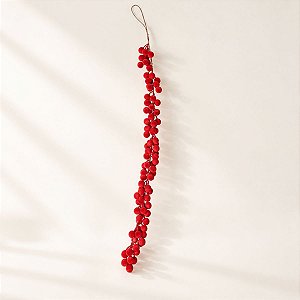 Galho Decorativo de Natal - Borgonha com Poa Veludo - 1,2m  - 1 unidade - Cromus - Rizzo