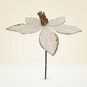 Poinsétia Decorativa - Creme - 21x25x21cm - 1 unidade - Cromus - Rizzo