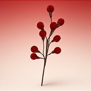 Galho Decorativo com Bolinhas - Vermelho e Marrom - 10x47cm - 1 unidade - Cromus - Rizzo