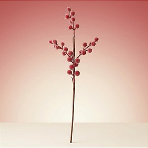 Galho Decorativo com Frutinhas - Vermelho e Marrom - 50cm - 1 unidade - Cromus - Rizzo