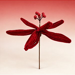 Poinsétia Decorativa - Veludo Bordô com Frutinha - 24x32x25cm - 1 unidade - Cromus - Rizzo