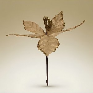 Poinsétia Decorativa - Veludo Ouro - 18x16x18cm - 1 unidade - Cromus - Rizzo