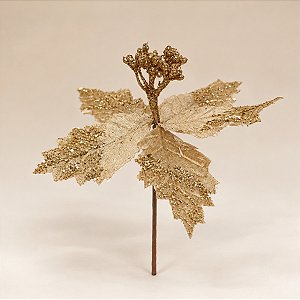 Poinsétia Decorativa - Champagne - 17x16x17cm - 1 unidade - Cromus - Rizzo