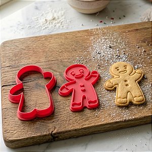 Cortador + Carimbo - Boneco Biscoito 3D - Ref. 1090 - 7x5,5cm - 1 unidade - RR Cortadores - Rizzo