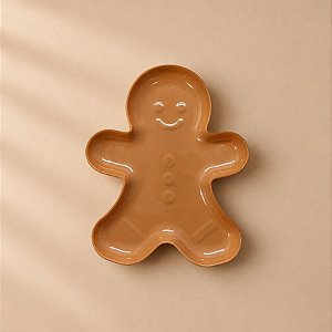Bandeja Decorativa de Natal - Boneco Gingerbread - Caramelo - 21,5cm - 1 unidade - Rizzo