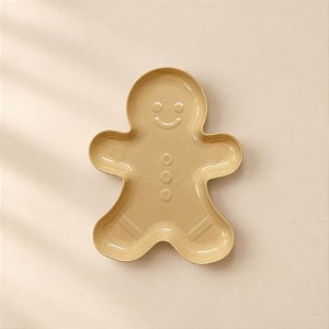Bandeja Decorativa de Natal - Boneco Gingerbread - Nude - 21,5cm - 1 unidade - Rizzo