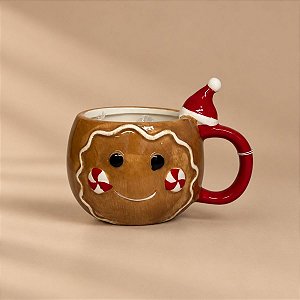 Caneca de Natal em Cerâmica - Gingerbread - 440ml - 1 unidade - Cromus - Rizzo