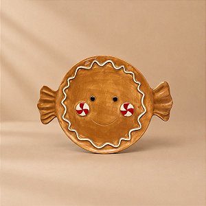 Prato de Natal em Cerâmica - Gingerbread - 35x25x2cm - 1 unidade - Cromus - Rizzo