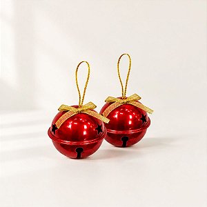 Enfeite Para Pendurar de Natal - Guizo Vermelho - 6cm - 2 unidades - Rizzo