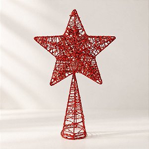 Topo de Árvore Ponteira - Estrela Aramada - Vermelha - 20x30cm - 1 unidade - Rizzo