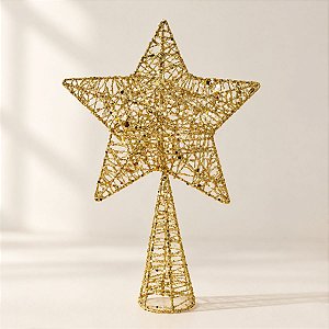 Topo de Árvore Ponteira - Estrela Aramada - Dourada - 20x30cm - 1 unidade - Rizzo