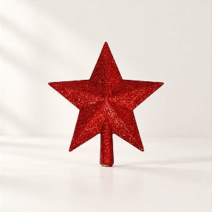 Topo de Árvore Ponteira - Estrela Glitter - Vermelha - 20cm - 1 unidade - Rizzo