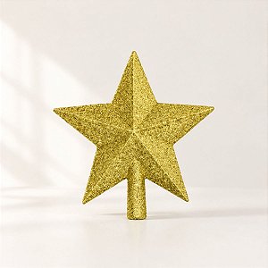 Topo de Árvore Ponteira - Estrela Glitter - Dourada - 20cm - 1 unidade - Rizzo