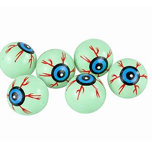 Enfeite Decorativo Halloween - Olhos Verdes - Azul - 6 unidades - Rizzo