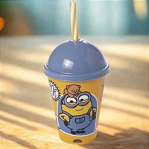 Copo com Tampa e Canudo - Minions - Mod. 4 - 280ml - 1 unidade - Plasútil - Rizzo