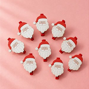 Mini Prendedor de Natal - Papai Noel Vermelho - 3,5x1cm - 10 unidades - Rizzo