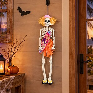 Enfeite Decorativo de Halloween para Pendurar - Esqueleto com Prancha de Surf - 42cm - 1 unidade - Cromus - Rizzo