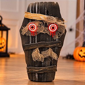 Enfeite Decorativo De Halloween Com Som, Luz e Movimento - Caixão Olhos Sangrentos - 28cm - 1 unidade - Cromus - Rizzo