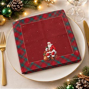 Guardanapo de Tecido de Natal - Papai Noel - Vermelho - 40cm - 1 unidade - Rizzo