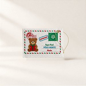 Enfeite para Pendurar de Natal - Cartinha Ursinho - Branca - 12x8cm - 1 unidade - Rizzo