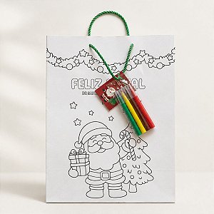 Sacola de Papel de Natal para Colorir com Canetinhas - Realizações - 24x31x12cm - 1 unidade - Rizzo