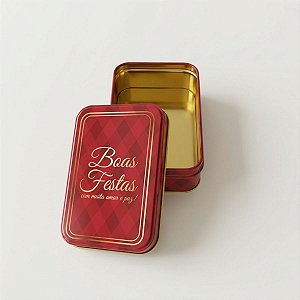 Lata de Metal de Natal - Boas Festas - 12,65x8,85x4,5cm - 1 unidade - Rizzo