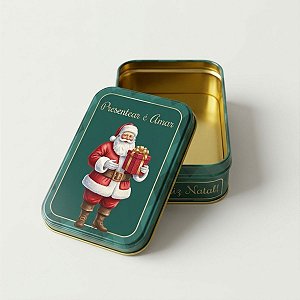 Lata de Metal de Natal - Presentear é Amar - 12,65x8,85x4,5cm - 1 unidade - Rizzo
