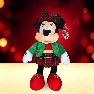 Pelúcia Minnie Mouse de Natal - Verde e Vermelho Xadrez - 35cm - Disney Original - 1 unidade - Cromus - Rizzo