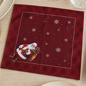 Guardanapo de Tecido de Natal - Papai Noel com Presentes - Vermelho - 40cm - 1 unidade - Rizzo