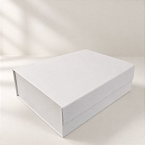 Caixa de Papel Rígido Retangular com Imã  - Branco - G 22x30x9,3cm - 1 unidade - Cromus - Rizzo