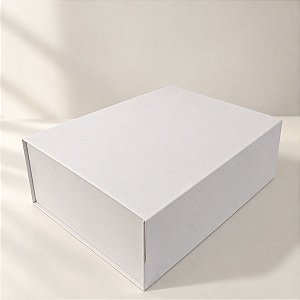 Caixa de Papel Rígido Retangular com Imã - Branco - GG 26x34x13cm - 1 unidade - Cromus - Rizzo