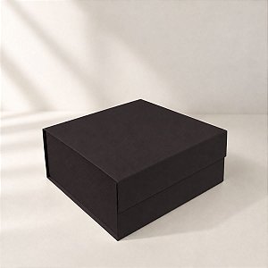 Caixa de Papel Rígido Retangular com Imã - Preto -  P 19x21x9cm - 1 unidade - Cromus - Rizzo